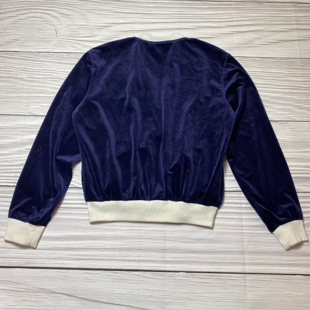 Brandy Melville Blue Velour Felix Bomber Jacket - Picture 11 of 14